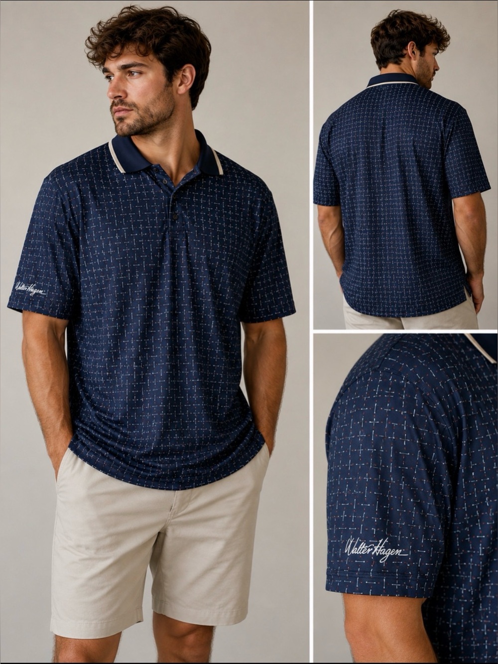 Walter Hagen Performance Polo Short Sleeve Patterned with clubs all over sz: XL